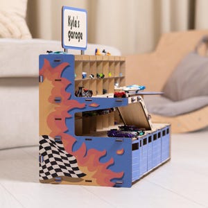 Toy Car Parking Garage, Personalized Toys for Boys, Montessori Toy Car Storage, Toy Garage Car Ramp, Toddler Birthday Gift, Gift for Son