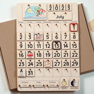 Montessori calendar, Advent calendar, Learning calendar, Kids wall calendar, Wood calendar, Homeschool calendar, Calendar for toddlers image 1