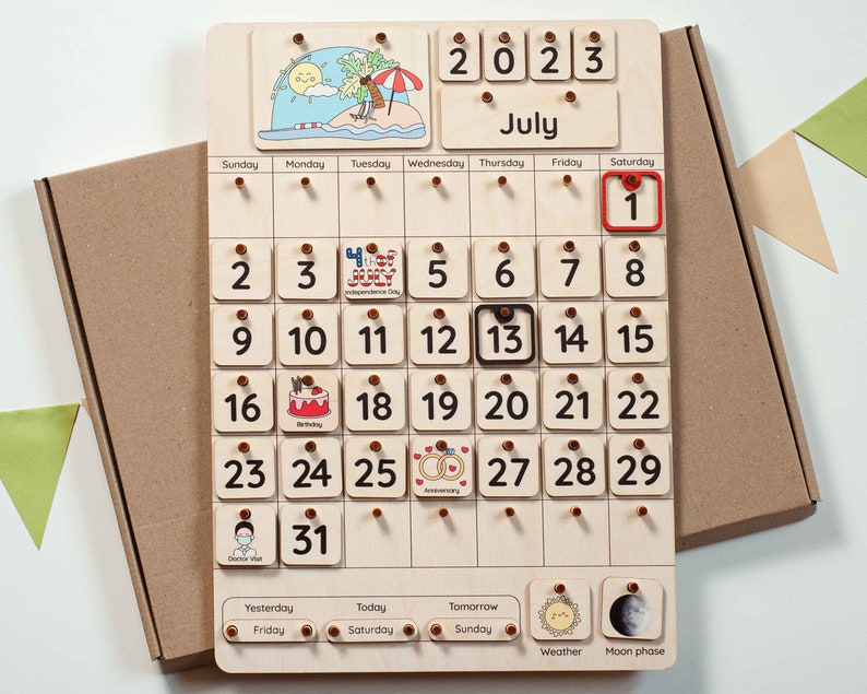 Montessori calendar, Advent calendar, Learning calendar, Kids wall calendar, Wood calendar, Homeschool calendar, Calendar for toddlers image 1