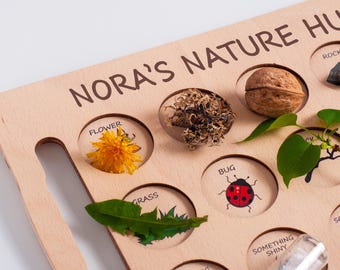 Scavenger Nature Hunt Board for Toddler Gift, Nature Walk Tray, Bug Finder Gift, Forest School Activity, Nature Exploration, Outdoor Toys