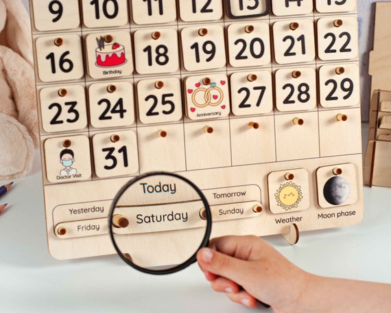 Wooden Calendar for Toddlers Kids, Montessori Calendar, Learning Toys, Kids  Calendar, Wooden Learning Toys, Children's Room Decoration - Etsy