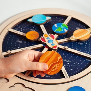 Montessori toys, Wooden Solar System Puzzle, Space busy board, Sensory toy, Wooden toys, Toddler Christmas gifts, Gifts for kids gifts