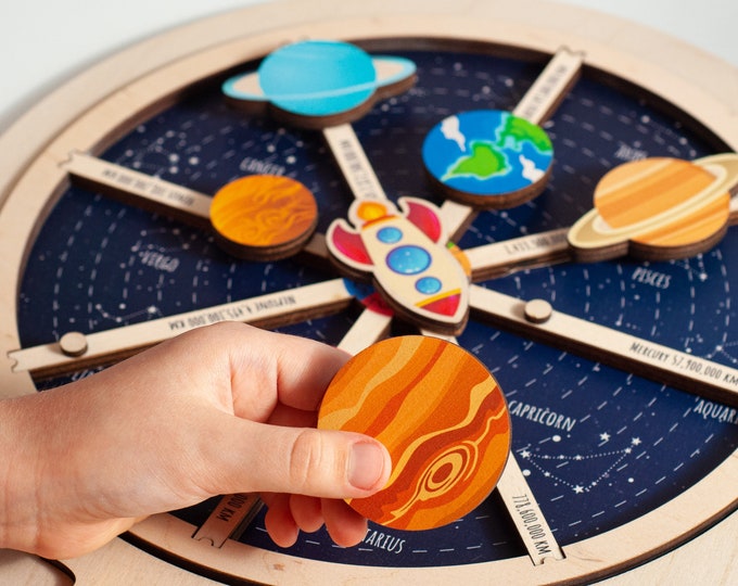 Montessori toys, Wooden Solar System Puzzle, Space busy board, Sensory toy, Wooden toys, Toddler Christmas gifts, Gifts for kids gifts