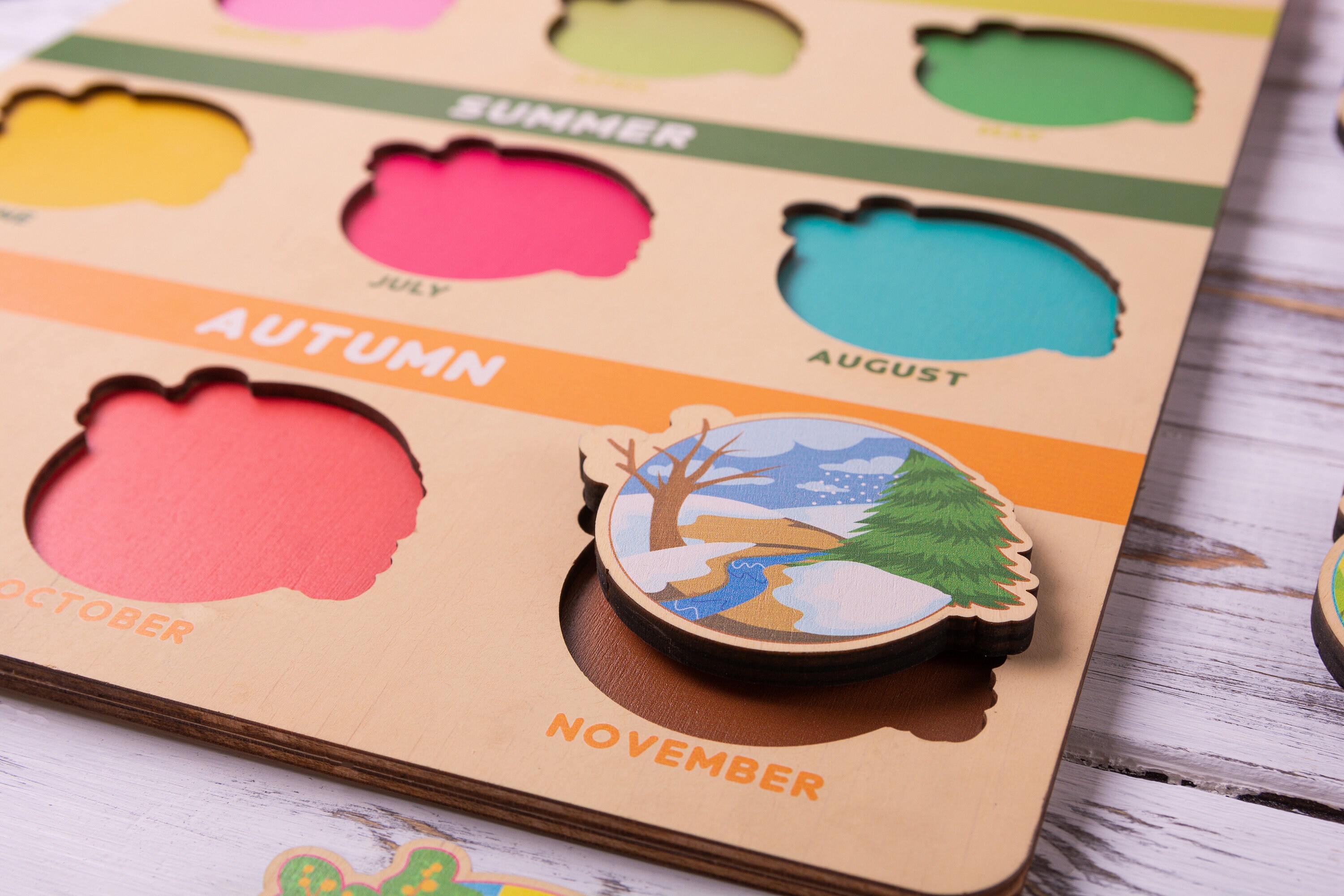 Holz-Kalender-Puzzle Jahreszeiten und Monate des Jahres  Etsy