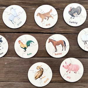 Kleinkindspielzeug 2 Jahre alt, Montessori-Kleinkind, Montessori-Puzzle, Montessori-Spielzeug, Holztiere-Set, Spielzeug für Jungen,Tierfigur