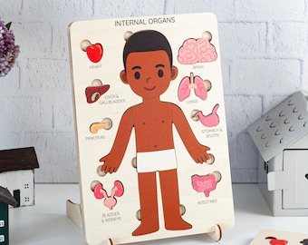 Back to School Gift, Human Anatomy Organs Wooden Puzzle, Educational Learning Toy, Handcrafted Birch