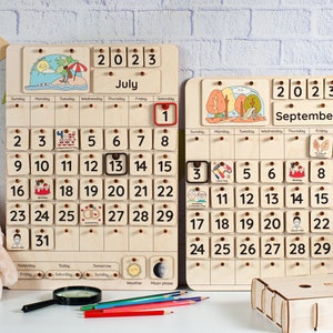 Montessori calendar, Advent calendar, Learning calendar, Kids wall calendar, Wood calendar, Homeschool calendar, Calendar for toddlers image 3