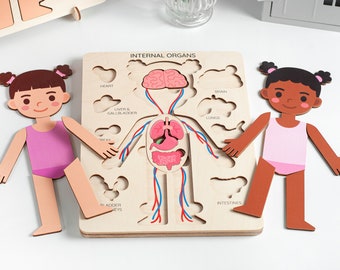 Human Body Puzzle, Montessori Anatomy Jigsaw, Educational Toy