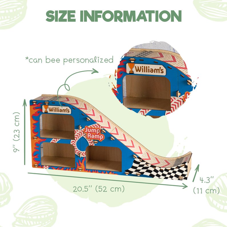 Personalized Jump Ramp for Toys Cars, Cars Parking Garage, Name Toys