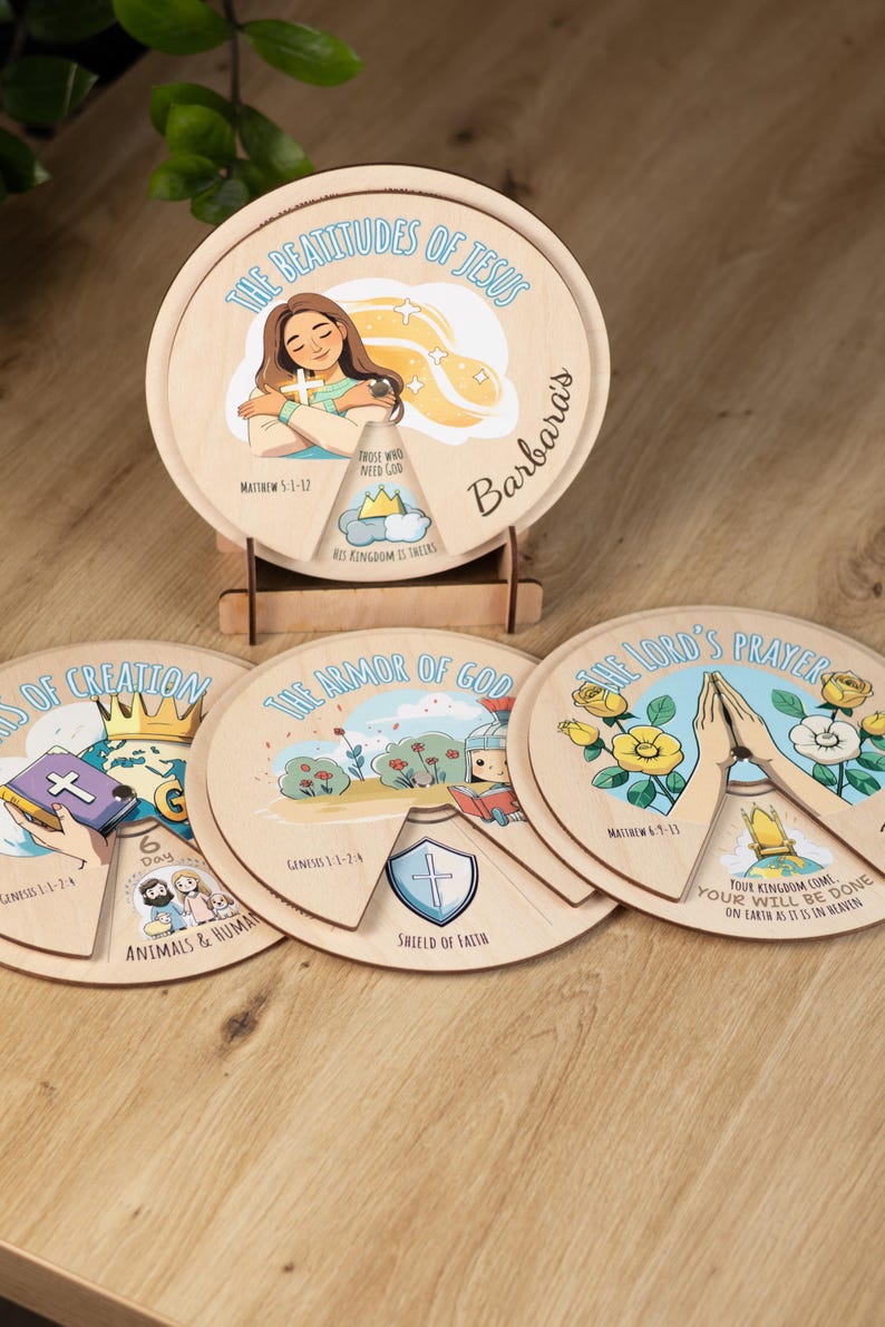 Bible Set of 5 Puzzles, Christian gift for kids, Montessori toys