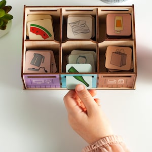 Müllsortierspiel für Kleinkinder, Lernspielzeug, Holzspielzeug, Müllsortierung, Recyclingspiel, Montessori-Spielzeug, Geschenk für Kinder