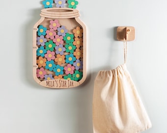 Hangende beloningspot met tokens, beloningssysteem voor gedrag van kinderen, gepersonaliseerde beloningspot, cadeaus voor kinderen, beloningspot met aangepaste kindernaam