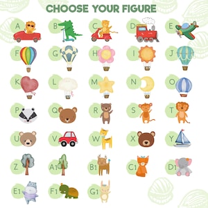 May include: A colourful alphabet chart featuring illustrations of various animals, vehicles, and objects. Each letter is paired with a corresponding image, such as a lion in a red car for 'A', a crocodile on a scooter for 'B', and a hot air balloon with a heart for 'K'.