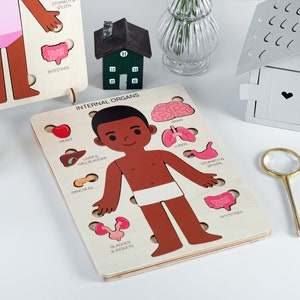 Human body puzzle, Anatomy puzzle, Montessori toys, Anatomy board, Kids learning toys, Body parts puzzle, Gifts for Kids, Pretend play image 3