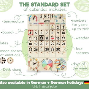 Calendario Montessori, Calendario de madera para niños pequeños, Regalos para niños, Calendario de pared, Calendario para el aula, Juguetes de aprendizaje de madera imagen 4