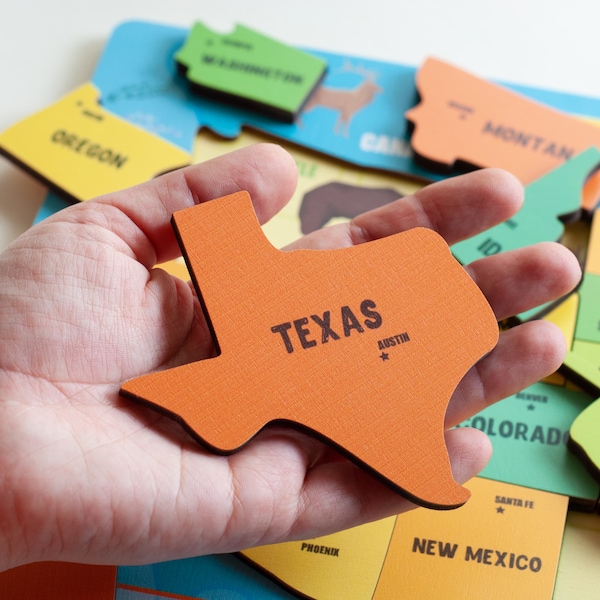 Wooden Usa Puzzle Etsy