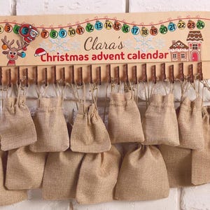 Toddler Christmas Countdown, Christmas Advent Calendar with Bags, Hanging Advent Calendar, Wooden Advent Calendar, Christmas Kids Activities