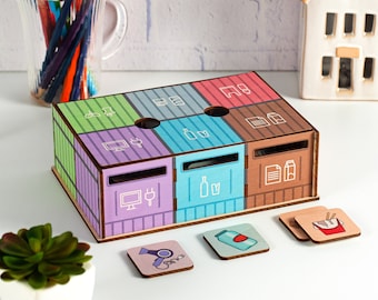 Gift for 3 Years Old - Wooden Waste Sorting Toy, Montessori Matching Game for Toddlers