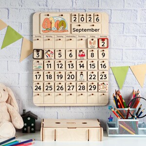 Montessori perpetual calendar for kids, Homeschool calendar, Toddler calendar, Kids desk or wall calendar, Learning toys, Preschool calendar image 11