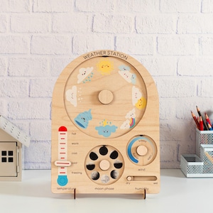 Quadro de estações meteorológicas Montessori, clima para aprendizagem em casa, atividades para crianças, pré-escola, meteorologista, calendário meteorológico