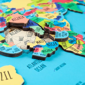 Buntes Weltkarten-Puzzle aus Holz, Lernspielzeug, Montessori-Spielzeug,Kleinkindgeschenke,Kontinent-Puzzle für das Kinderzimmer, Geographie