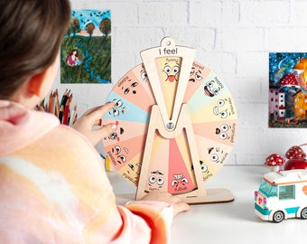Montessori Feelings Emotion Wheel, Emojis Chart for Kids, Toddlers Play Therapy, Occupational Therapy Activity