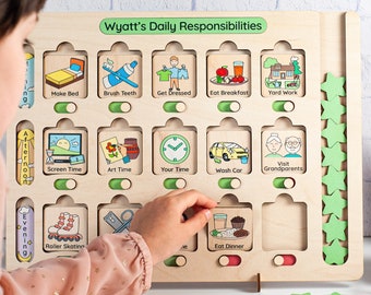 Chore chart for kids, Montessori toy, Toddler routine chart, Homeschool planner, Visual schedule, Responsibility chart, Birthday kids gifts