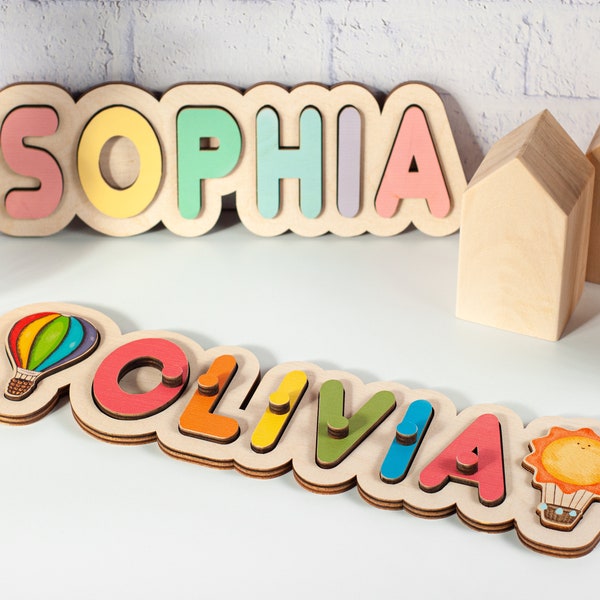 Puzzle con nome in legno, giocattoli personalizzati per bambini, regalo per neonati, regalo personalizzato per baby shower, giocattoli per bambini, puzzle con nomi per bambini, giocattoli per neonati e bambini piccoli