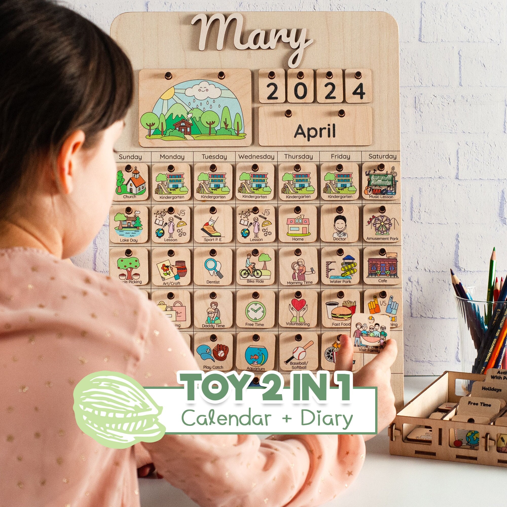custom-name-montessori-calendar-chore-chart-for-kids-daily-routine-for-toddler-advent-calendar-calendar-with-diary-gifts-for-kids-etsy