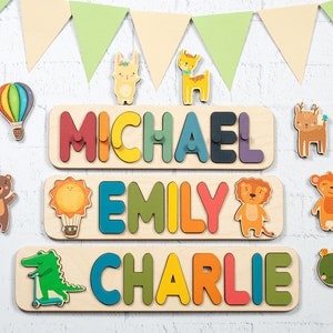 Baby Wooden Name Puzzle, Gift for Toddlers, Montessori Toys, 1 2 Years Old Gift, First Birthday Gift, Custom Baby Name Sign, Nursery Puzzle