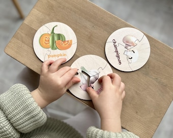 Rompecabezas de animales de granja de madera para niños pequeños, juguete de aprendizaje Montessori, regalo para niños de 3 años.