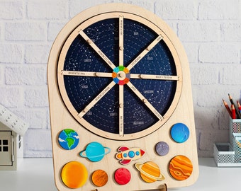 Holz-Sonnensystem Puzzle Für Kinder Ab 3 Jahre – Montessori Lernspielzeug Mit Planeten – Geschenk Für Jungen & Mädchen