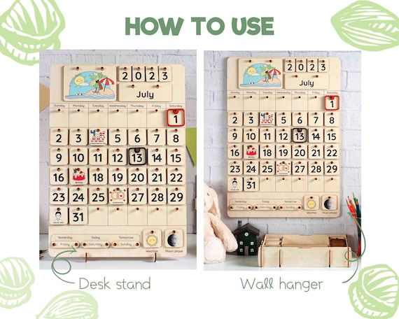 Montessori Calendar, Kids Calendar, Preschool Calendar, Advent Calendar,  Kids Desk Calendar, Kids Learning Toys, Toddler Calendar - Etsy