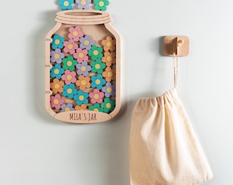 Beloningssysteem voor gedrag van kinderen, hangende sterpot met tokens, gepersonaliseerde beloningspot, cadeaus voor kinderen, beloningspot met aangepaste naam
