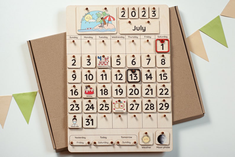 Wooden calendar for kids, Montessori calendar, Kids Calendar, Holiday decor, Waldorf calendar, Toddler gifts image 10