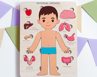 Anatomie menselijke organen puzzel voor kinderen, menselijke anatomie druk bord, educatief houten speelgoed, fantasiespel ziekenhuispuzzel, leren speelgoed cadeau