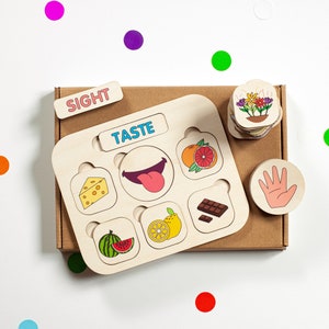 Bildungsholzspielzeug Fünf Sinne Matching-Karten, Bildungsspielzeug, Montessori-Spielzeug, Kleinkindspielzeug, Geschenke