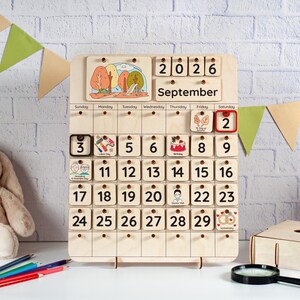 Montessori perpetual calendar for kids, Homeschool calendar, Toddler calendar, Kids desk or wall calendar, Learning toys, Preschool calendar image 12