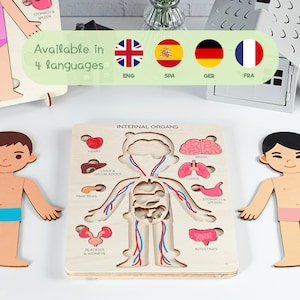 Custom Human Body Puzzle, Kids Aanatomy Puzzle, Montessori Toys, Wooden Toddler Toys, Human Anatomy Preschool, Gifts for Kids Toys