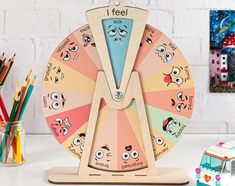 Rueda de emociones Montessori, tabla de emojis para niños, terapia de juego para niños pequeños, actividad de terapia ocupacional