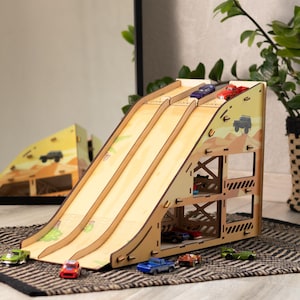 Personalized Boys Toys Gift, Jump Rally Ramp for Toys Cars, Parking Garage Ramp, Storage Vehicles, Boys Birthday Gift, Gift for Nephew