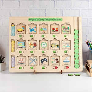 Gepersonaliseerde karweigrafiek voor kinderen, peutergrafiek, routinegrafiek, beloningssysteem, montessorispeelgoed, verjaardagscadeaus peuter, kindercadeaus