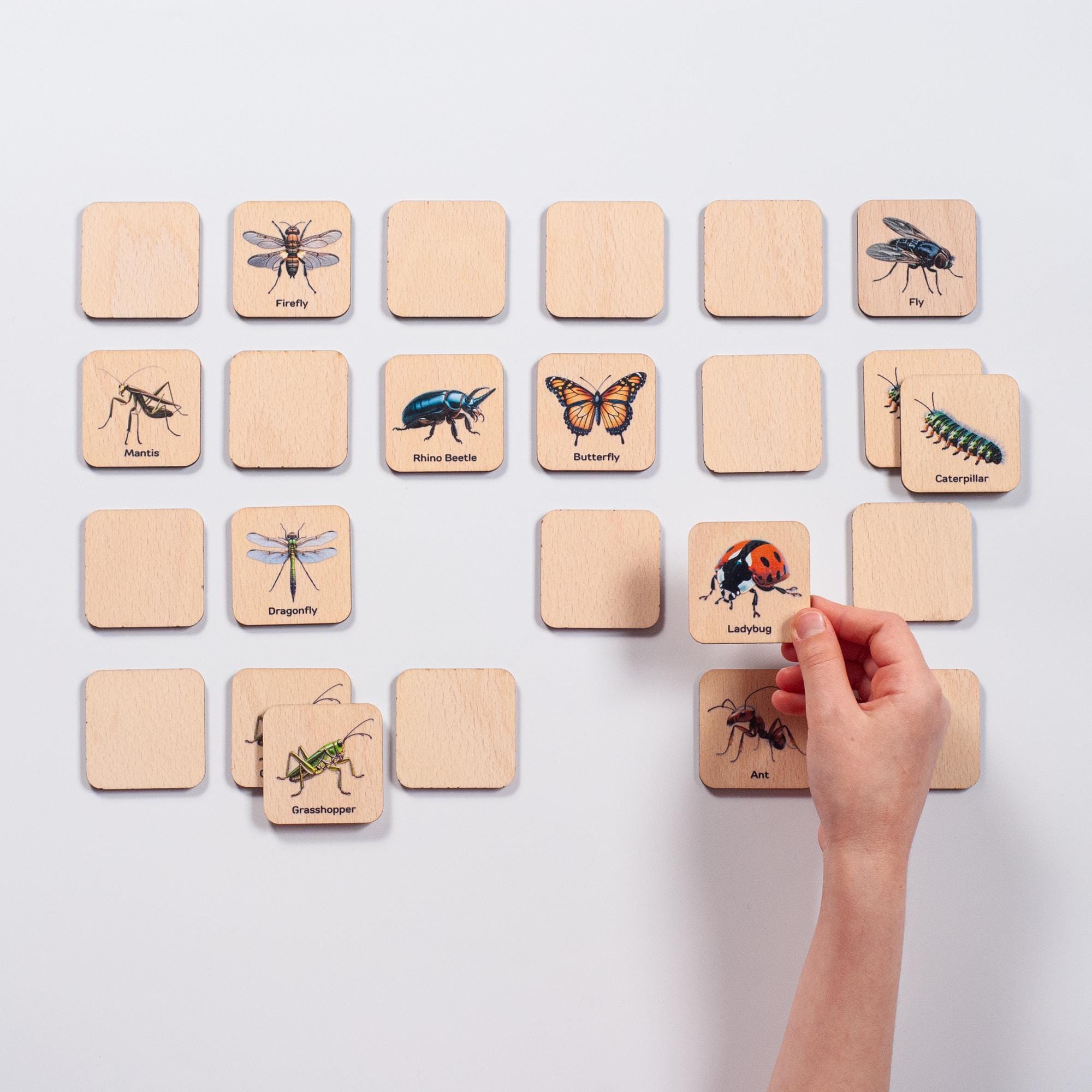 Wooden Memory Game for Kids, Montessori Matching Toy With Themed ...
