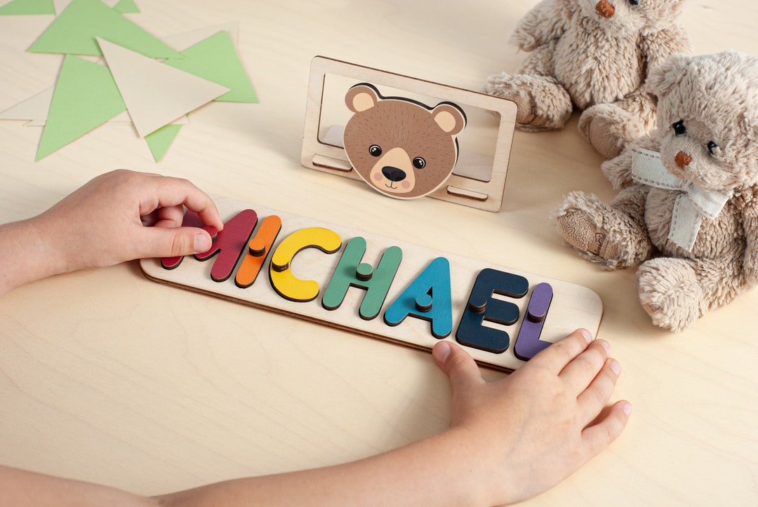 Custom Name Puzzle, Montessori Wooden Name Puzzle for Toddlers ...