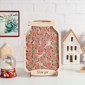 Tarro de recompensas personalizado, tarro magnético de recompensas para niños pequeños, tarro con fichas navideñas, tarro de responsabilidad con nombre personalizado, regalo de Navidad
