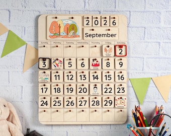 Montessori Perpetual Calendar 2026 for Kids, Forever Calendar, Educational Daily Calendar, Learning & School, Kids Gifts