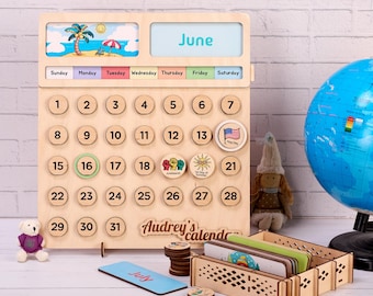 Calendario perpetuo personalizzato per bambini, calendario Montessori, programma scolastico prescolare, regalo per l'istruzione parentale in classe