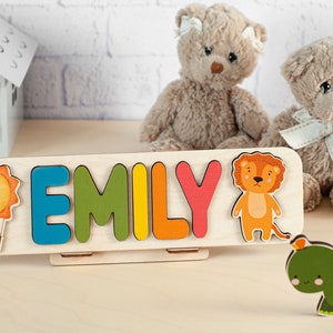 Wooden Name Puzzle Gift for Kids Montessori toy 2 year old Newborn Gift First Birthday Gift Custom Baby Name Sign Kids Name Puzzles