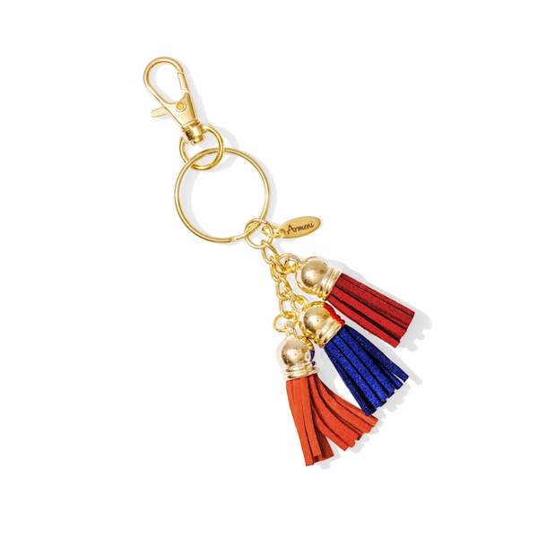 Armenian Flag suede leather tassel keychain purse accessory