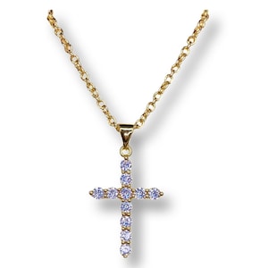 The 18k Gold Plated MEDIUM Micro Pave Cross link chain necklace